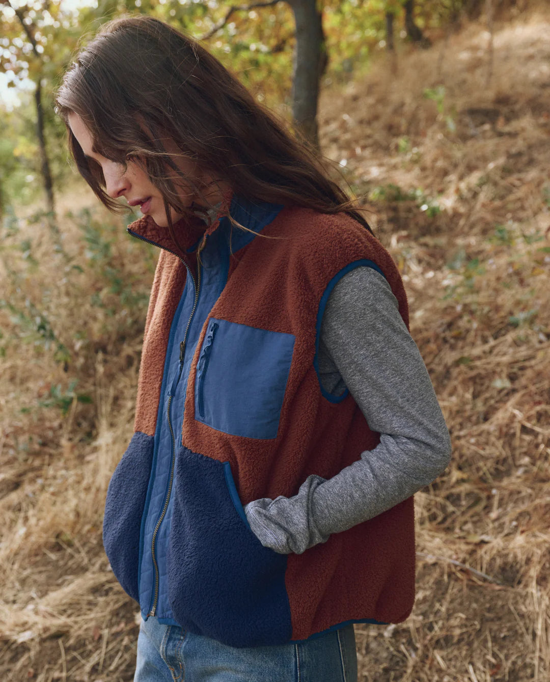 The Plush Tundra Vest Chocolate & Navy