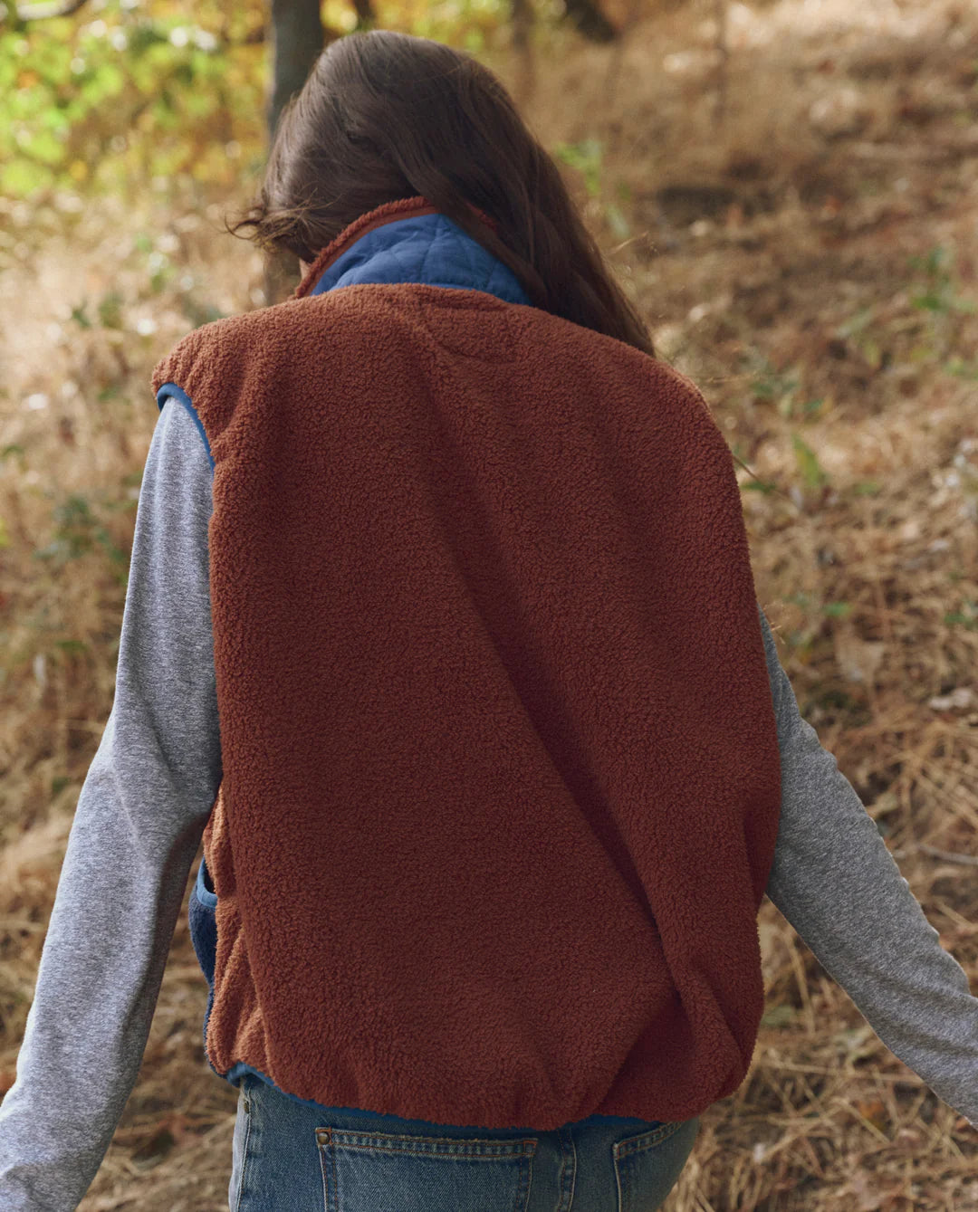The Plush Tundra Vest Chocolate & Navy