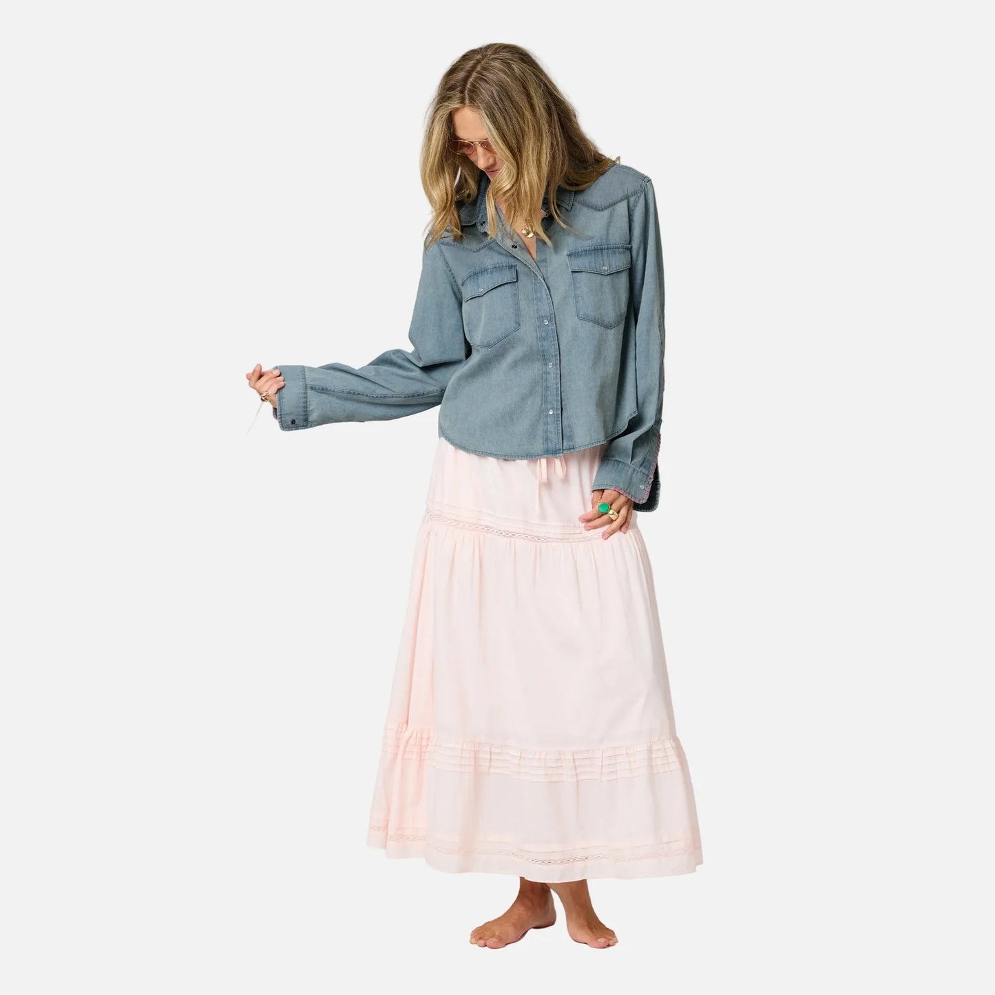 Vacance Cotton Pink Maxi Skirt