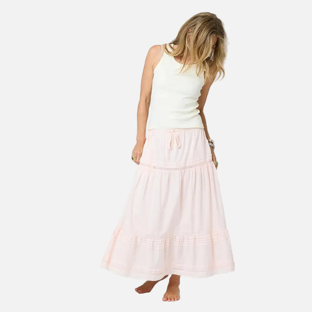 Vacance Cotton Pink Maxi Skirt