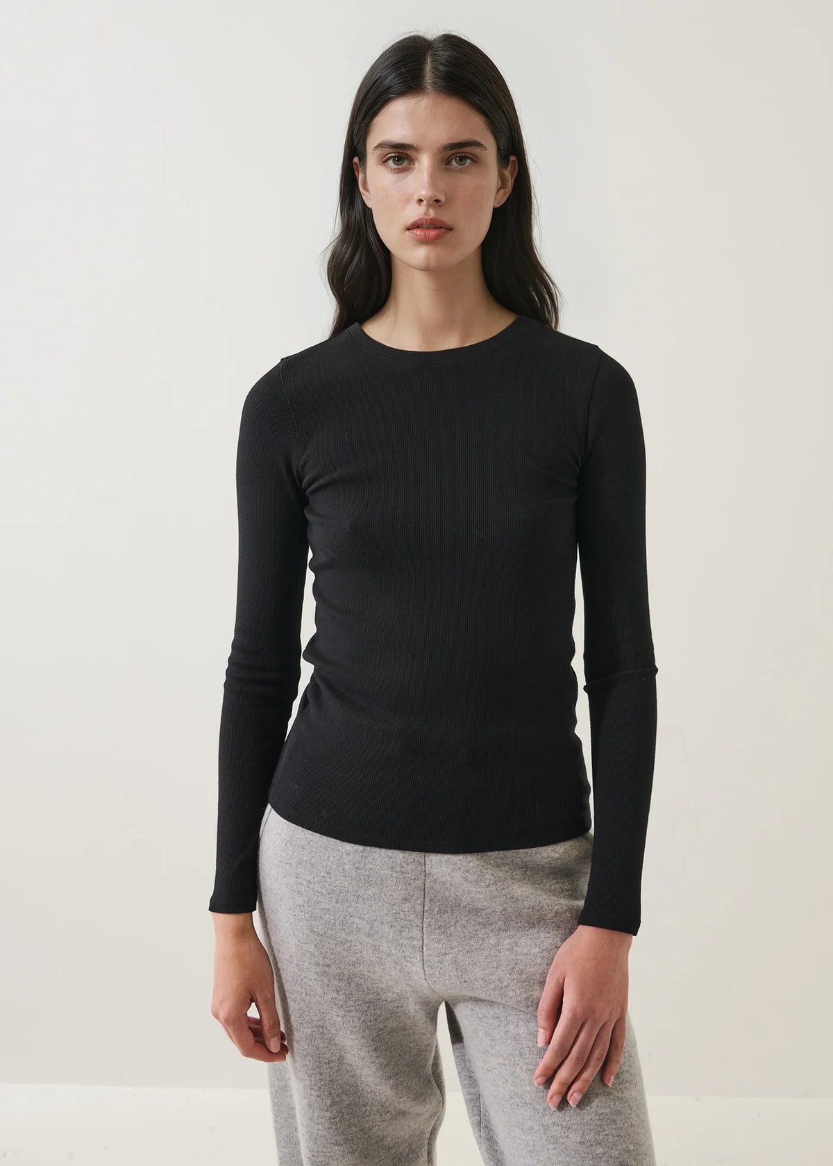 Pima Cotton Stretch Ribbed Long Sleeve