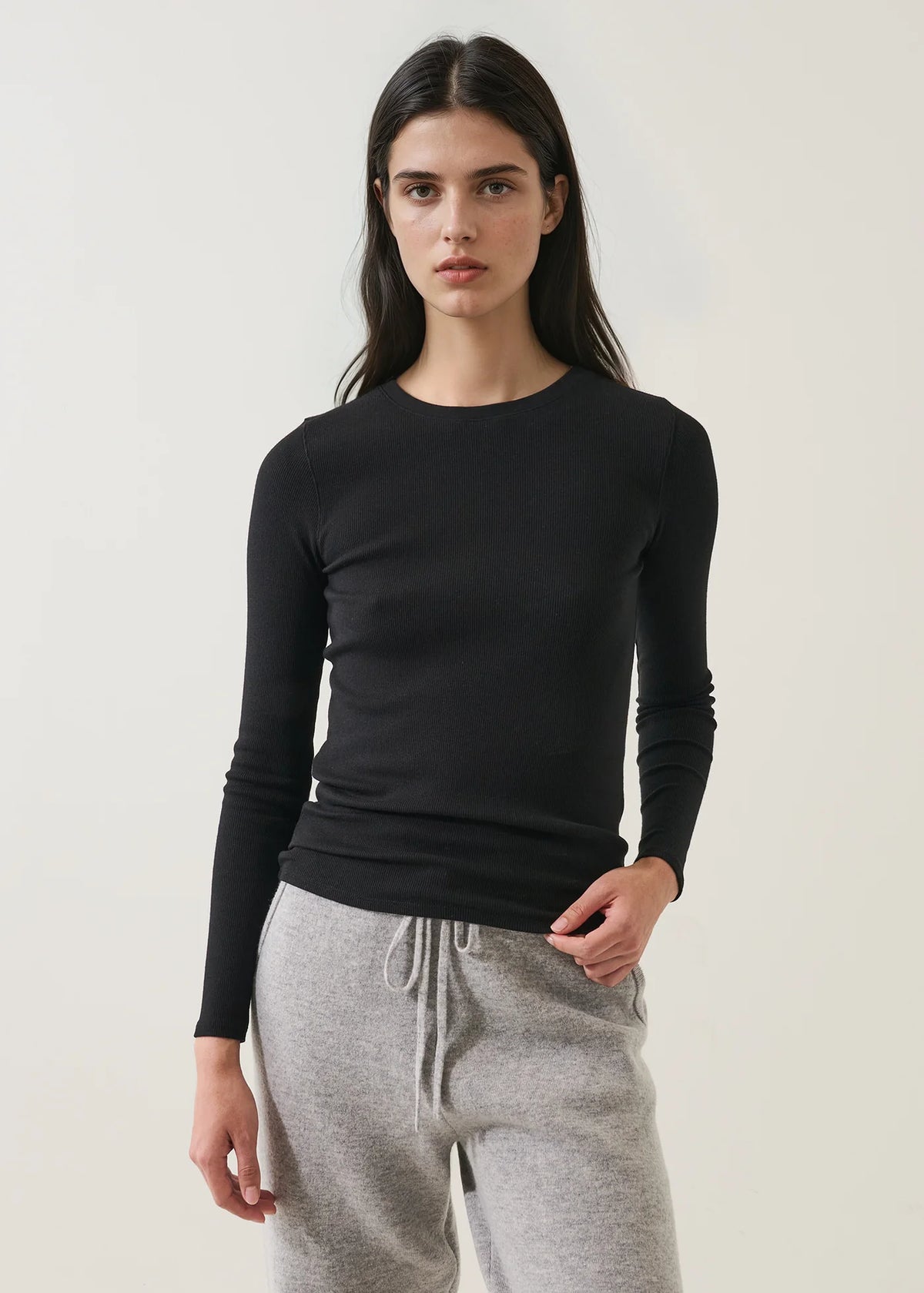 Pima Cotton Stretch Ribbed Long Sleeve