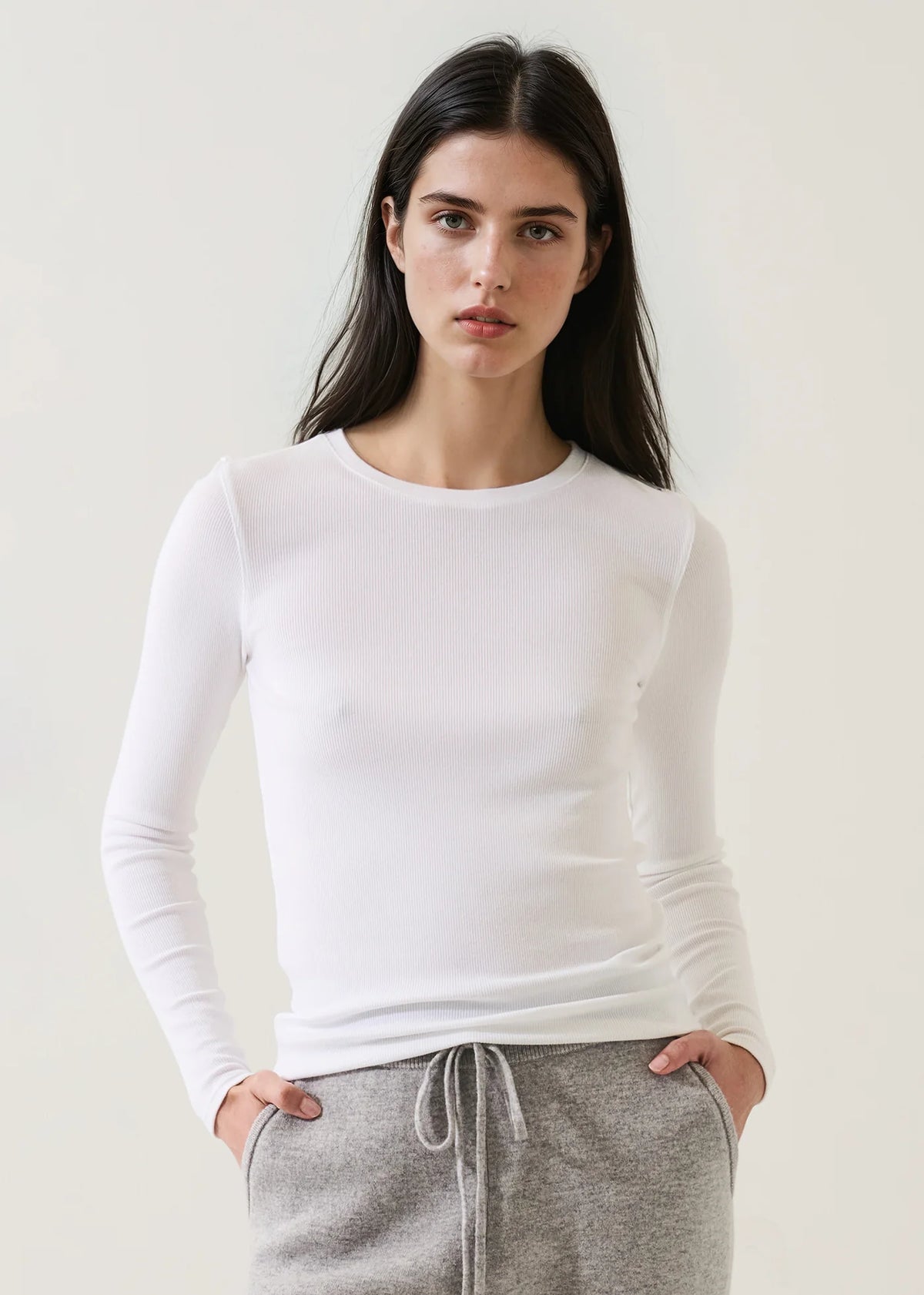 Pima Cotton Stretch Ribbed Long Sleeve