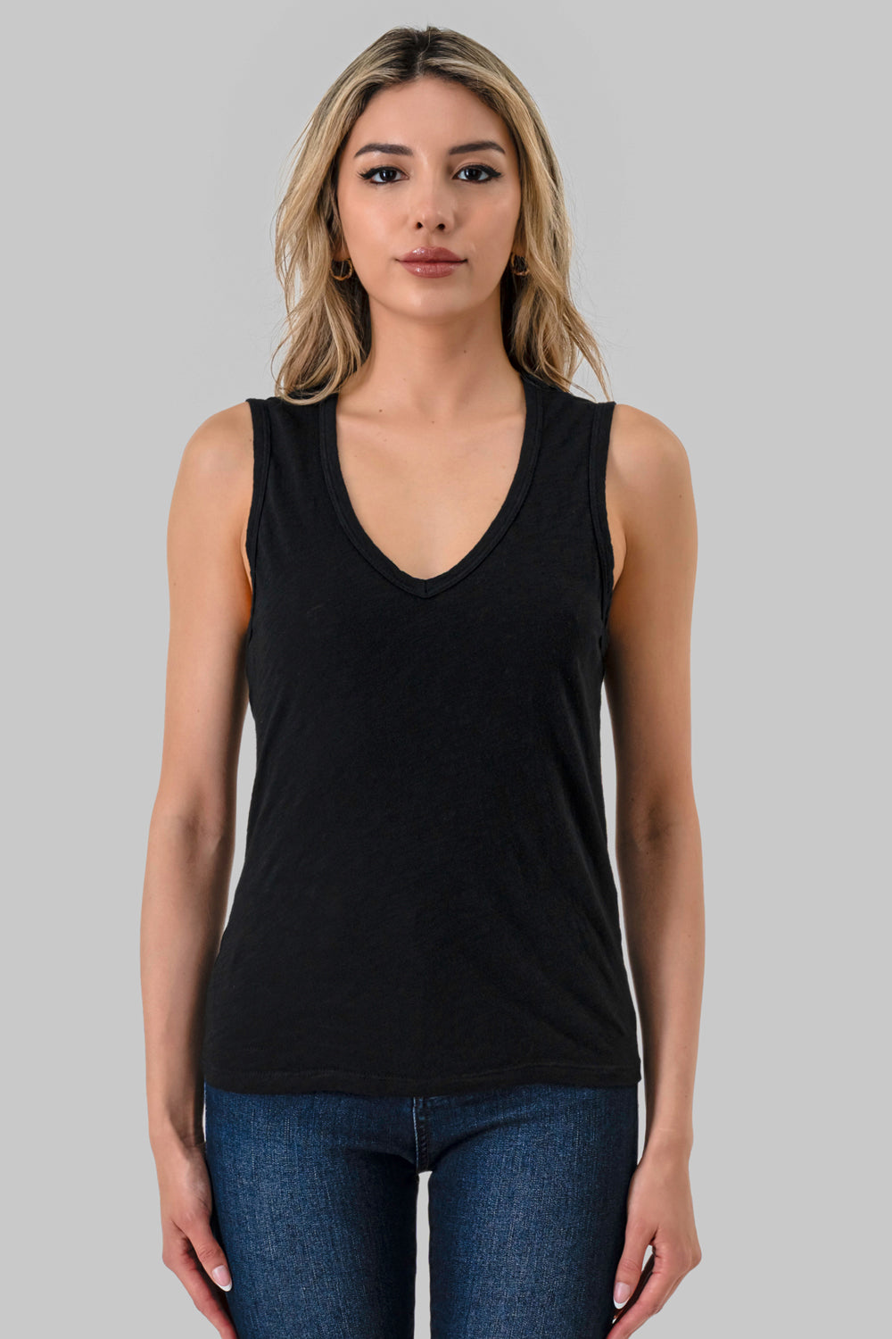 Slub Vneck Black