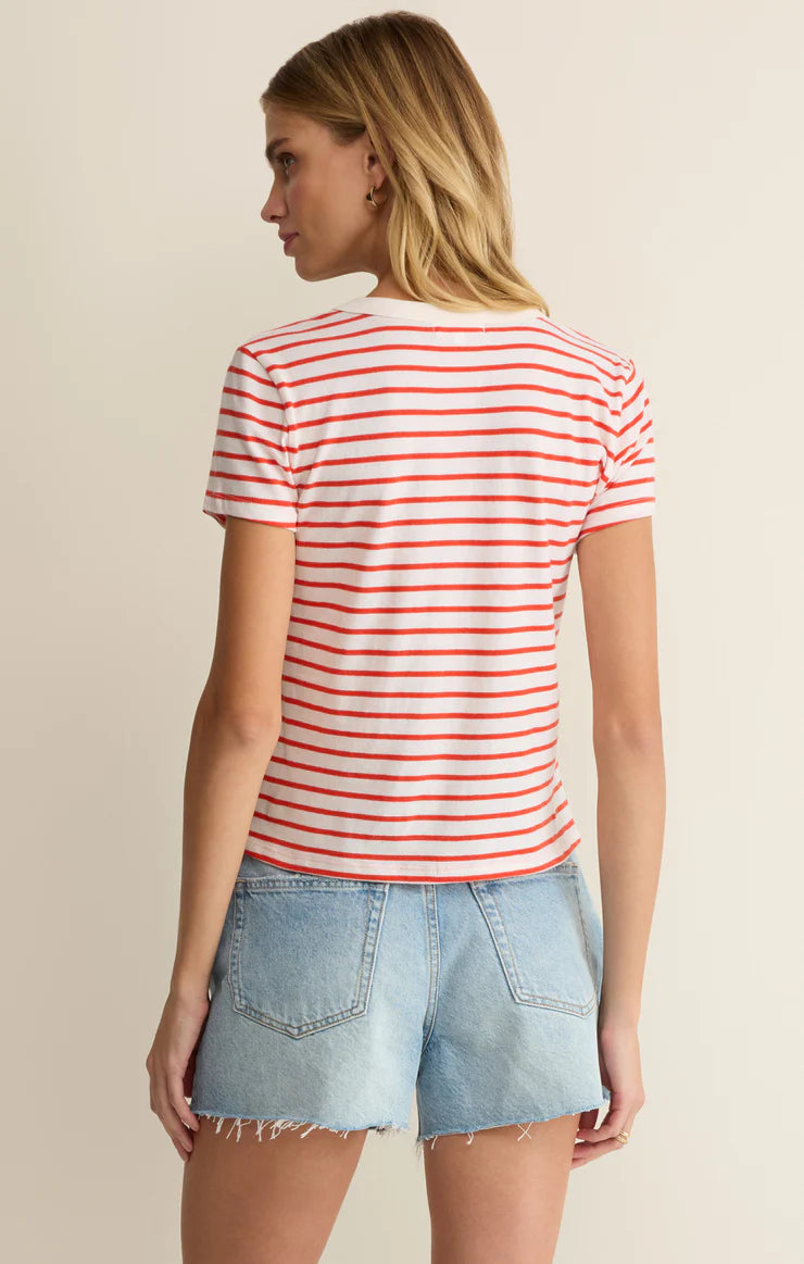 Junie Striped Tee Red