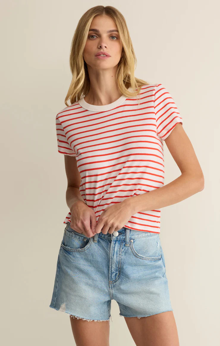 Junie Striped Tee Red