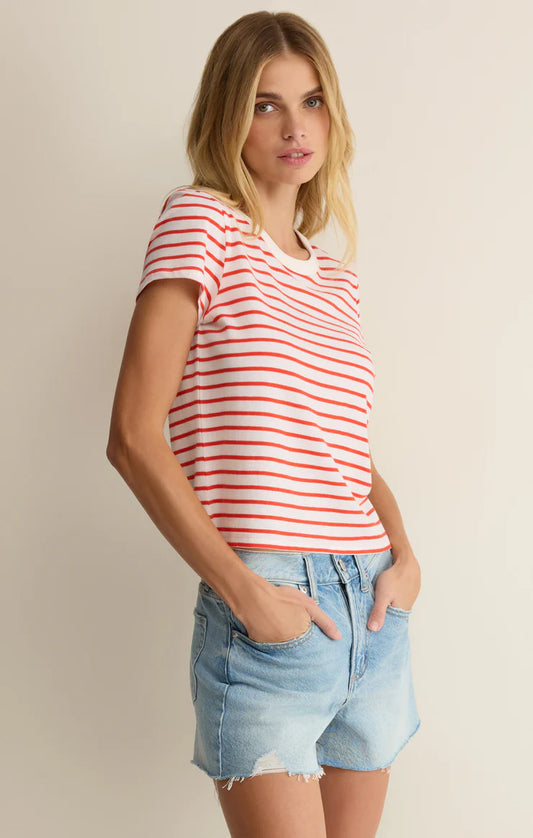 Junie Striped Tee Red