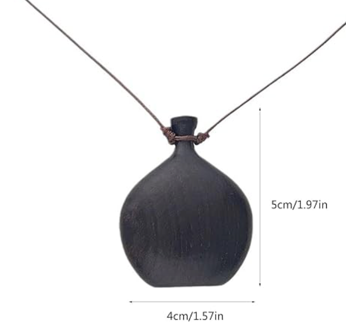 Flask Necklace- Hand Turned Wood and Waxed Adjustable Cord : Dark