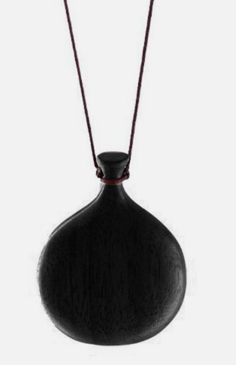 Flask Necklace- Hand Turned Wood and Waxed Adjustable Cord : Dark