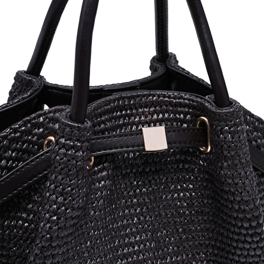 Selena - Straw Crossbody: Natural Black
