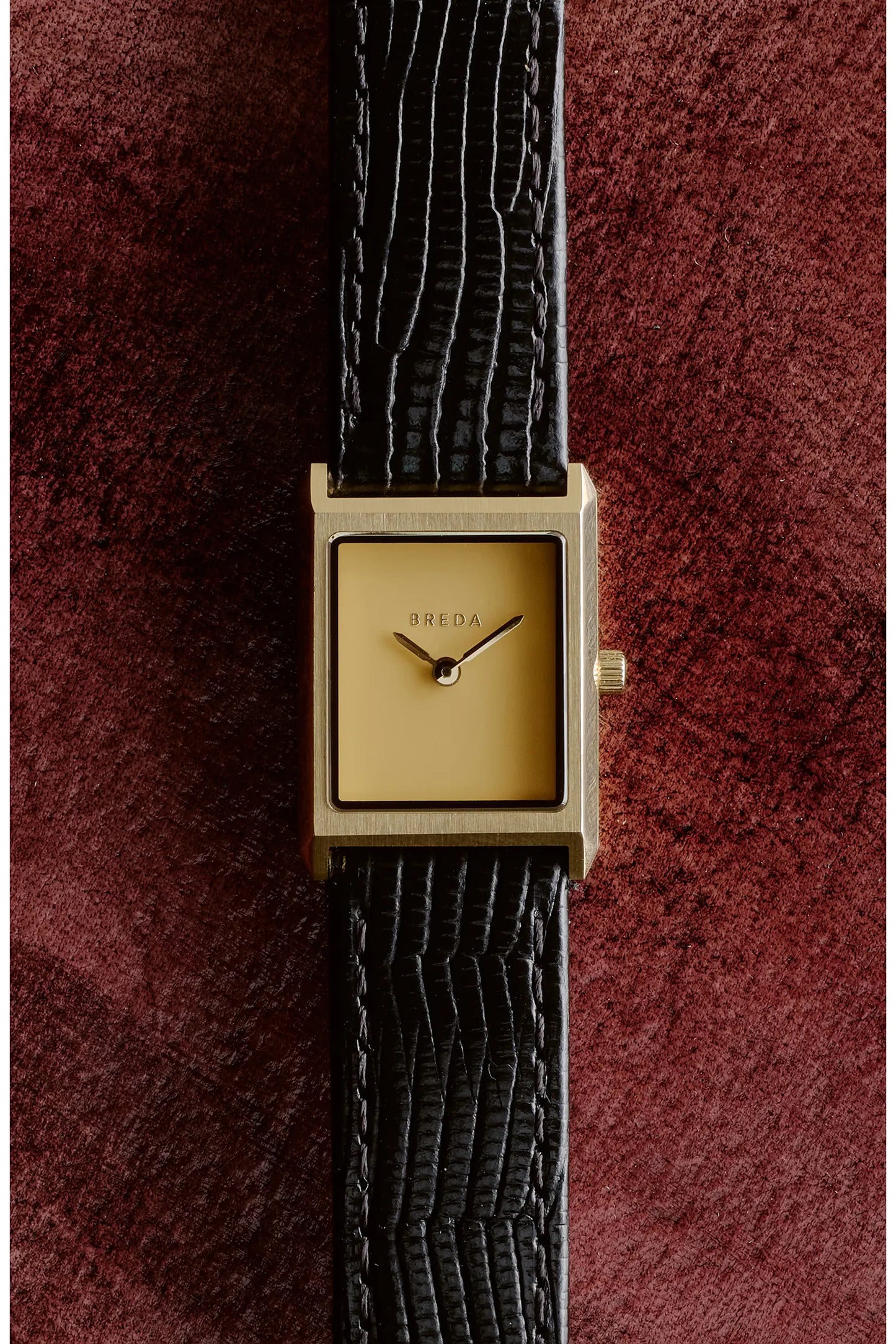 Small Virgil Leather Strap Tank Watch, 20mm x 26mm