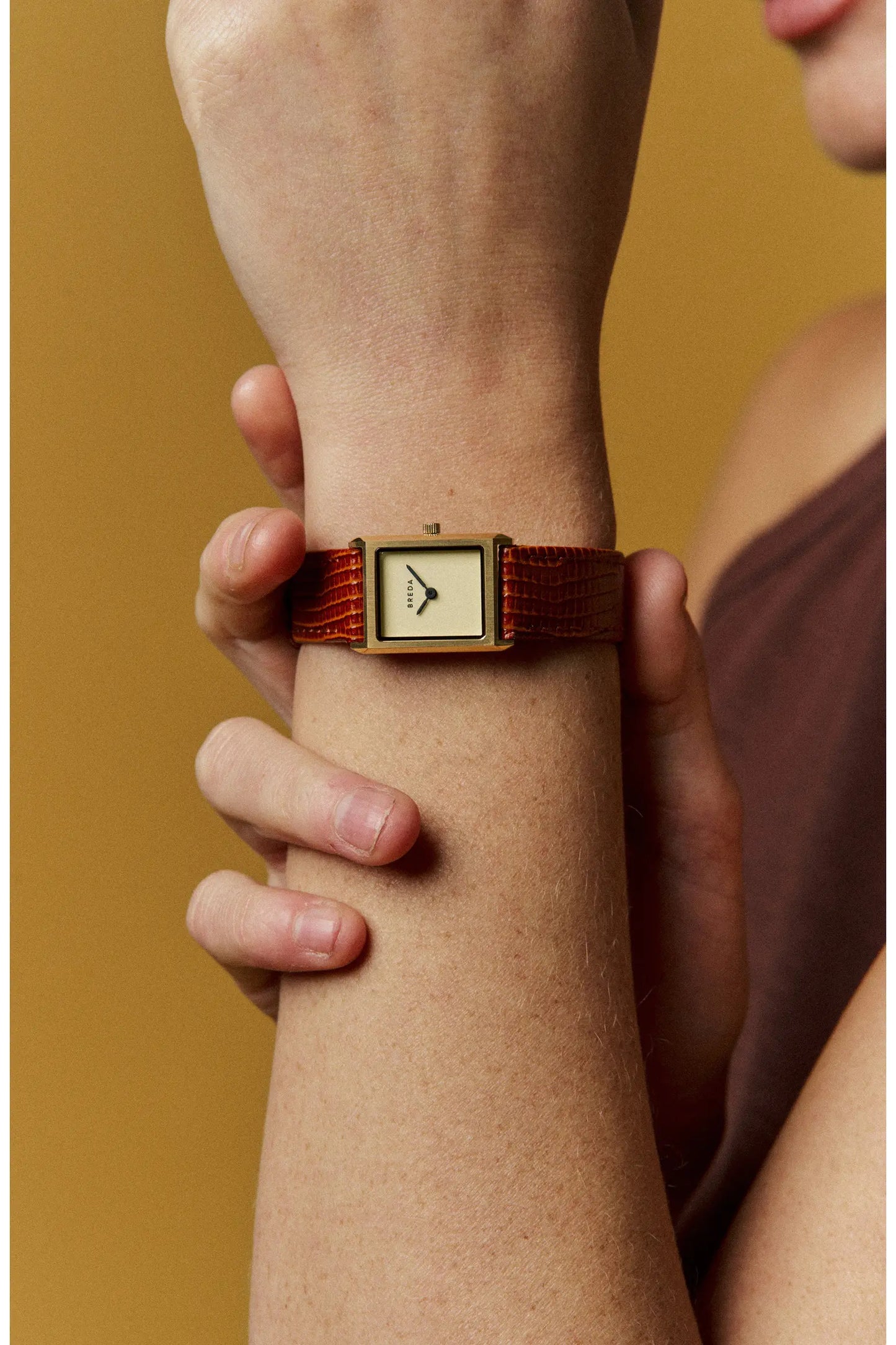 Small Virgil Leather Strap Tank Watch, 20mm x 26mm