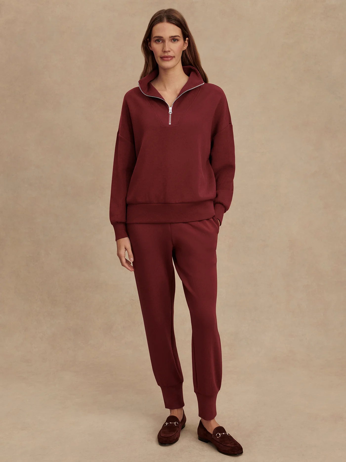 Hawley Half Zip Sweat in New Maroon
