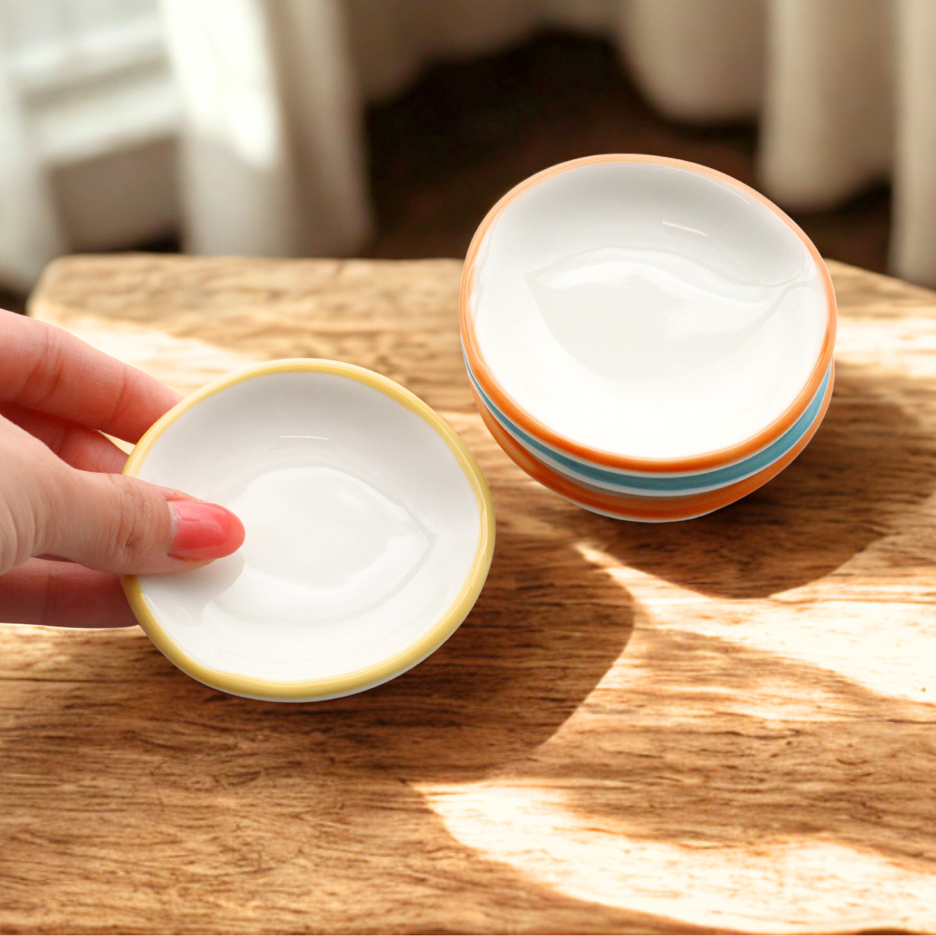 Minimal Ring Dish With Colored Rim: Orange