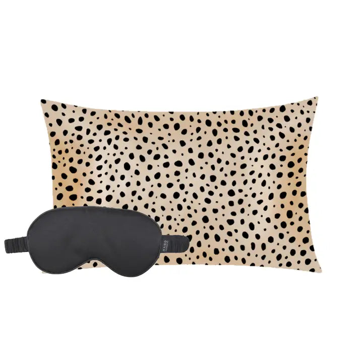 Cheetah Spot Satin Pillowcase + Eyemask