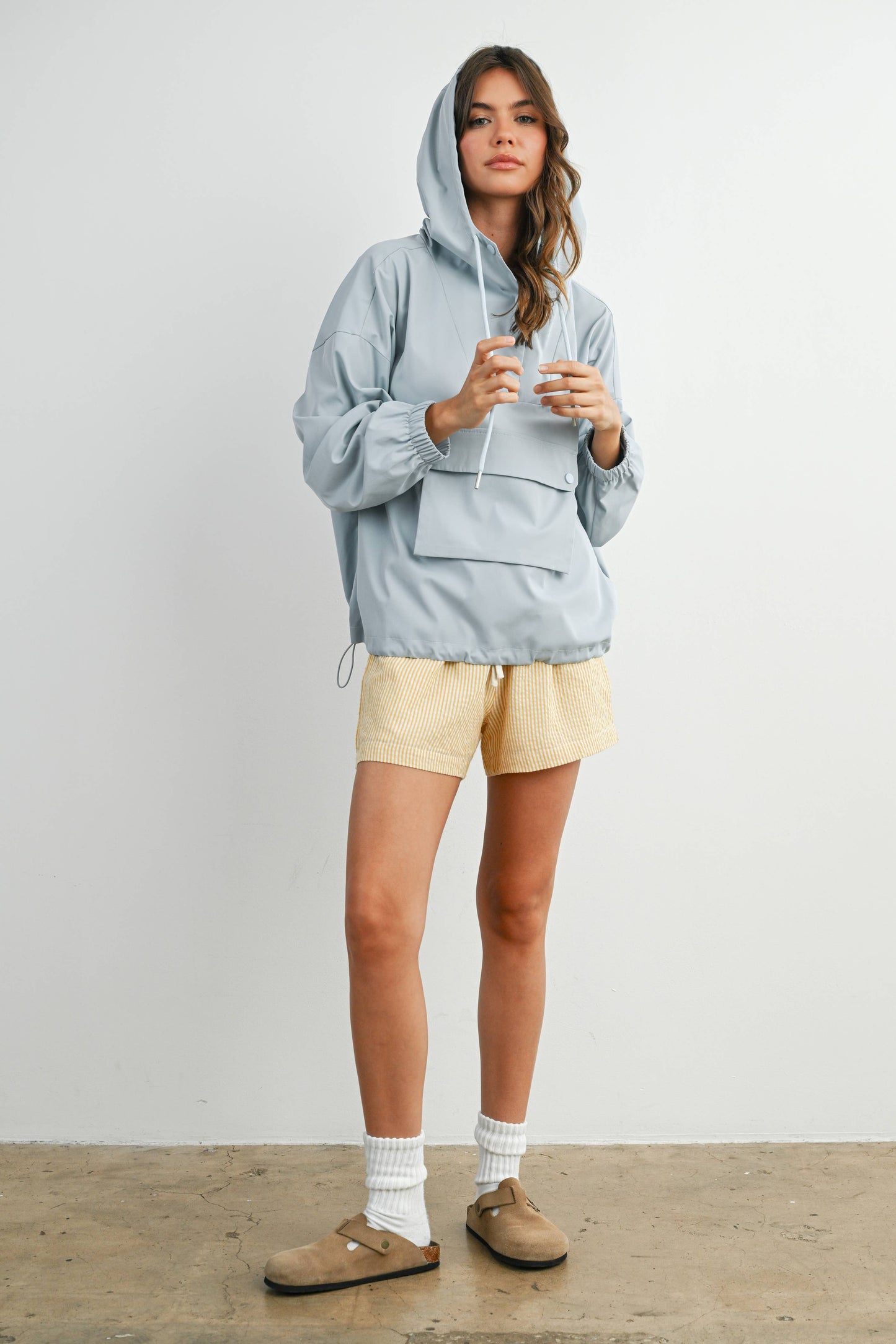 Hooded Pullover Long Sleeve Jacket - BMT7971: IVORY / M