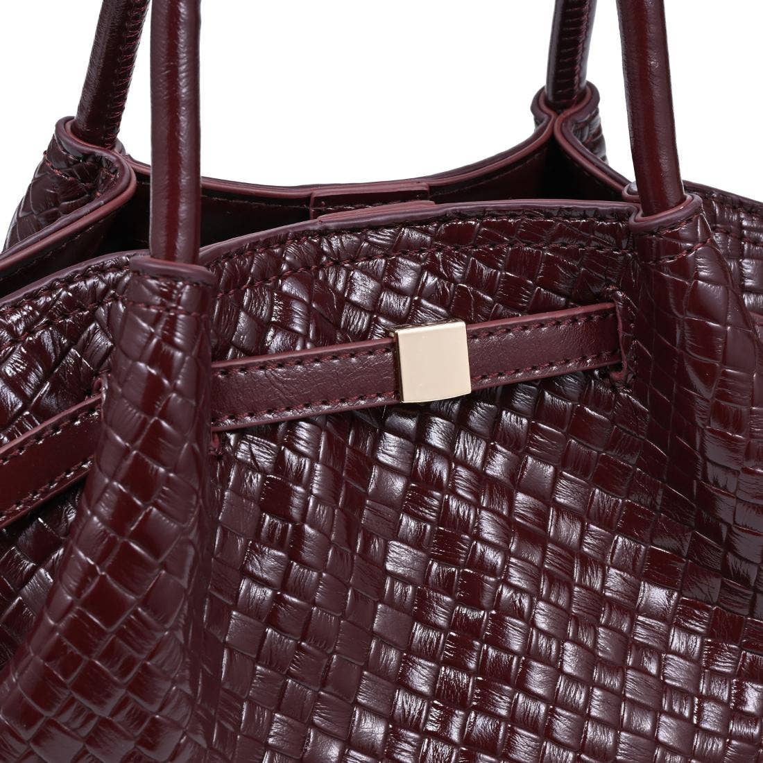 Selena - Embossed Woven Crossbody: Cognac