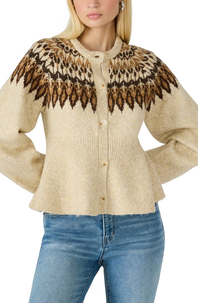 Kyndra Fair Isle Peplum Cardigan