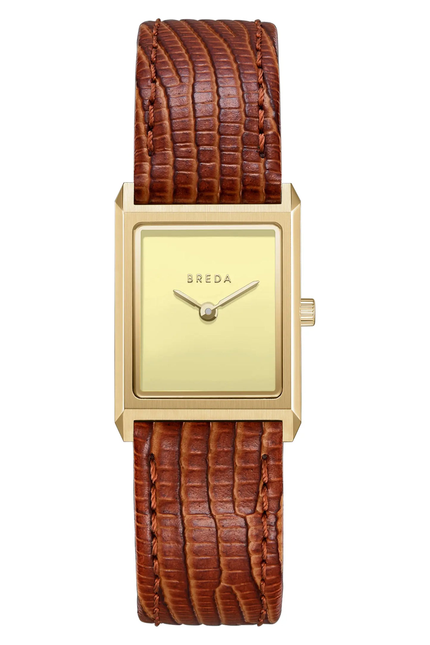 Small Virgil Leather Strap Tank Watch, 20mm x 26mm