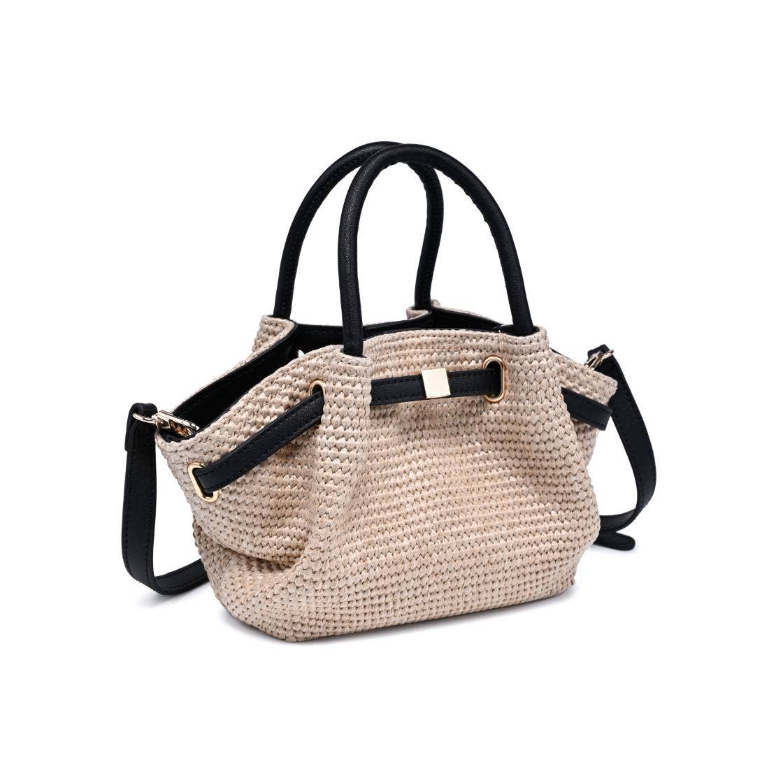 Selena - Straw Crossbody: Natural Black