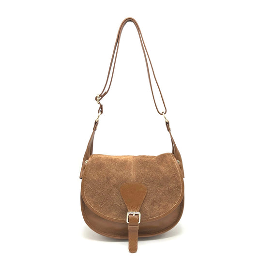 Suede Leather Saddle Bag Camel