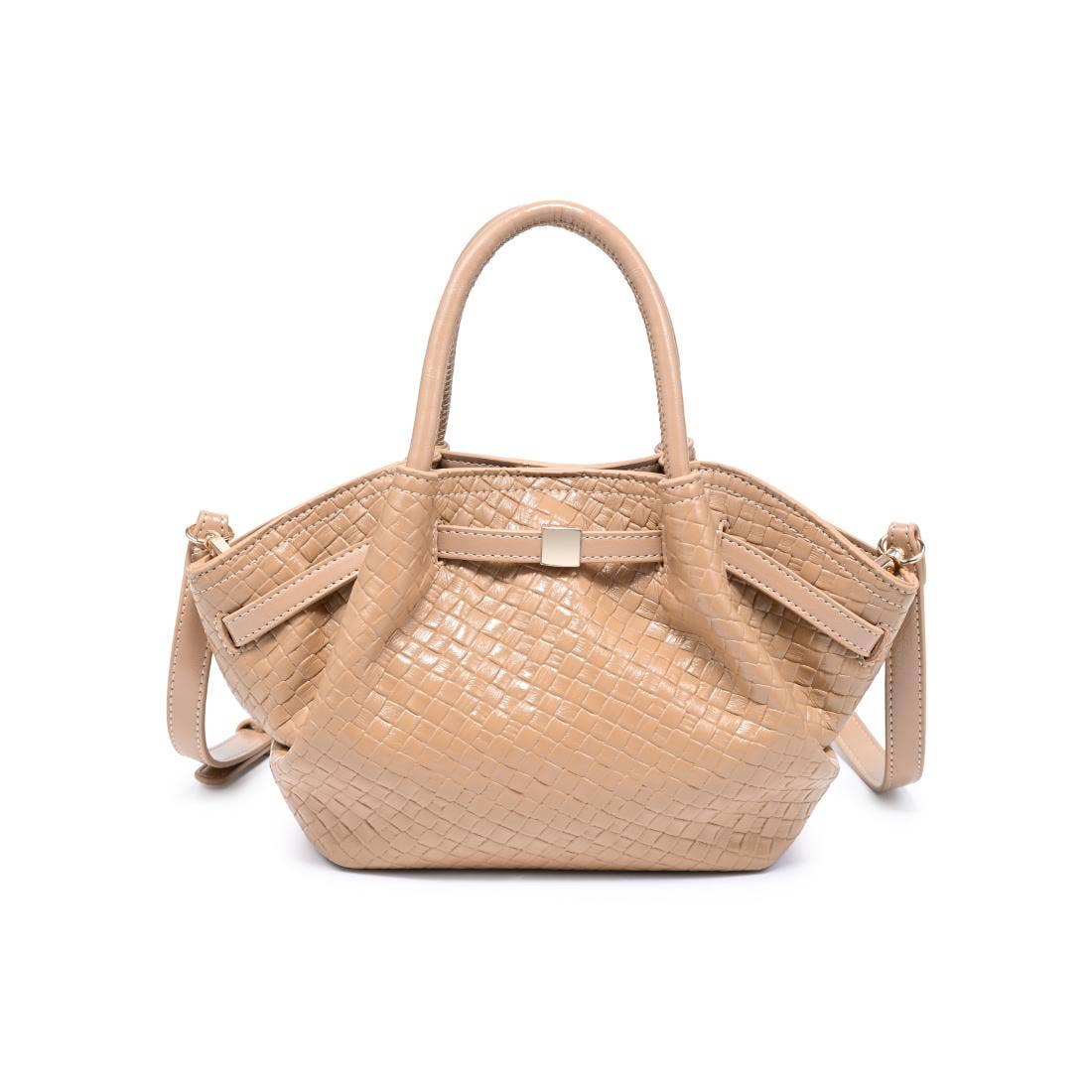 Selena - Embossed Woven Crossbody: Cognac