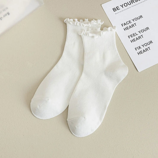 White Ruffle Ankle Sock