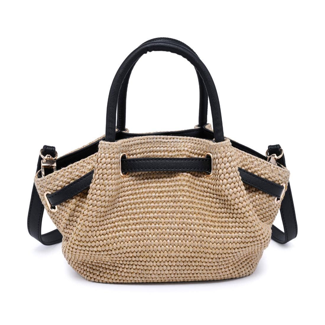 Selena - Straw Crossbody: Natural Black