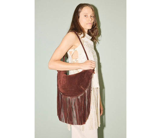 Erika Crescent Fringe Bag