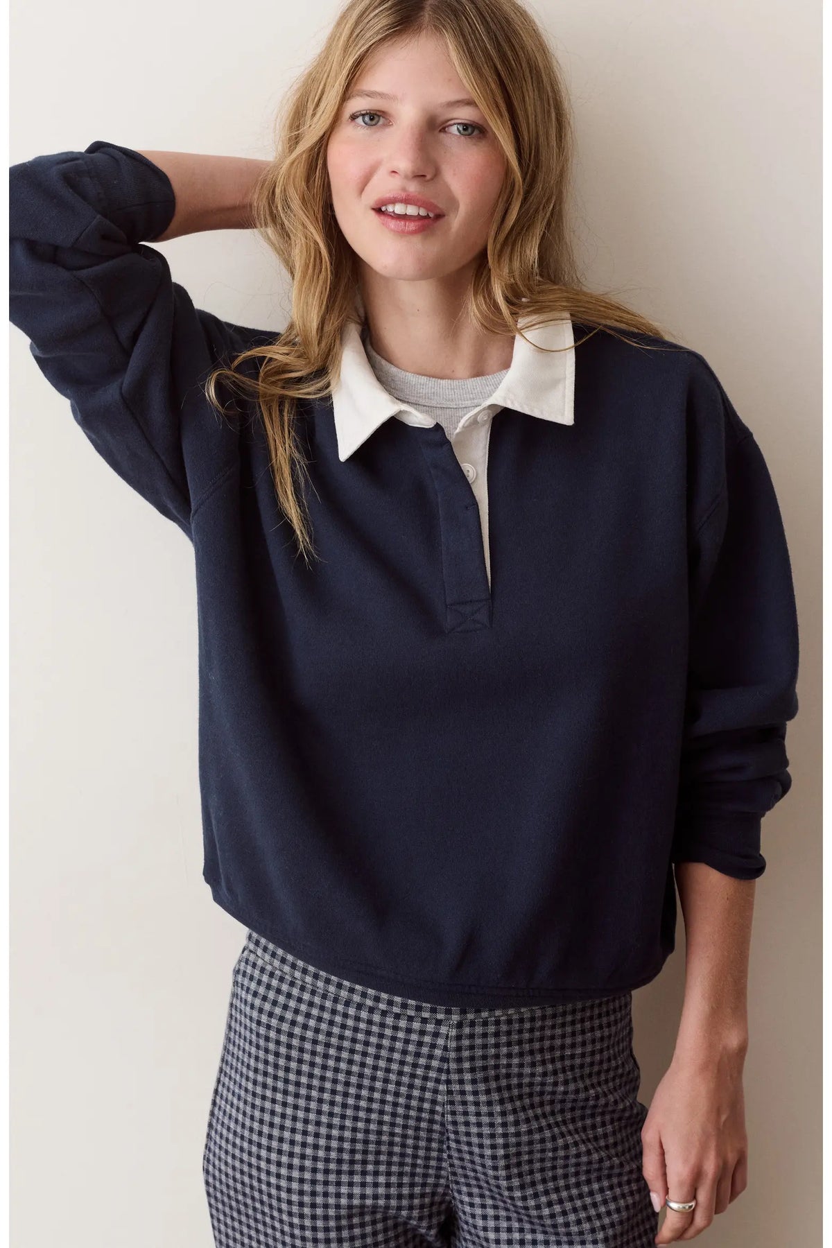 Cloud 9 Cotton Blend Fleece Polo Sweatshirt