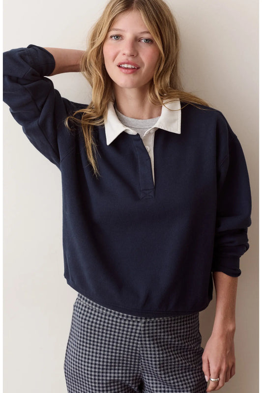 Cloud 9 Cotton Blend Fleece Polo Sweatshirt
