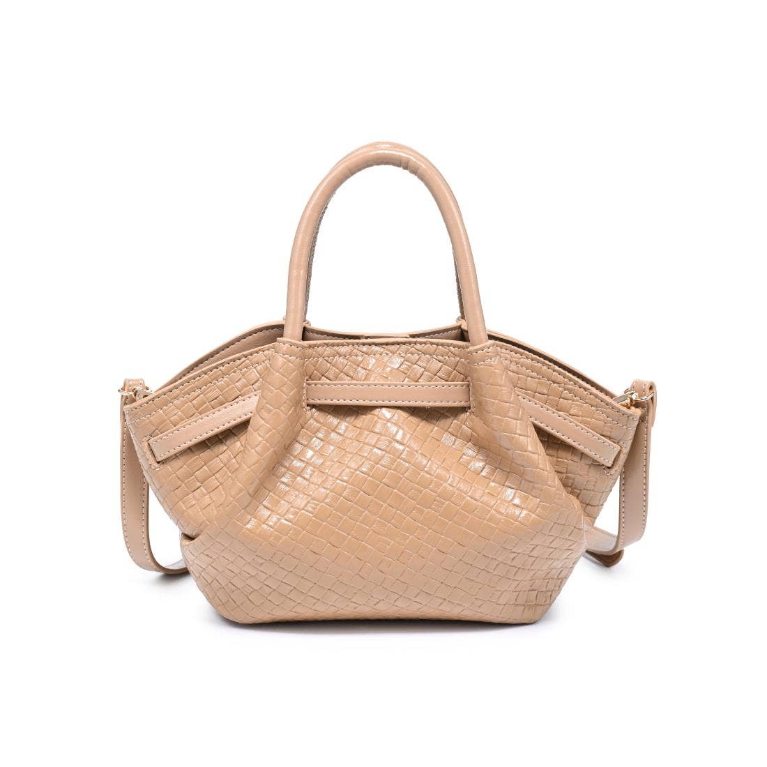 Selena - Embossed Woven Crossbody: Cognac