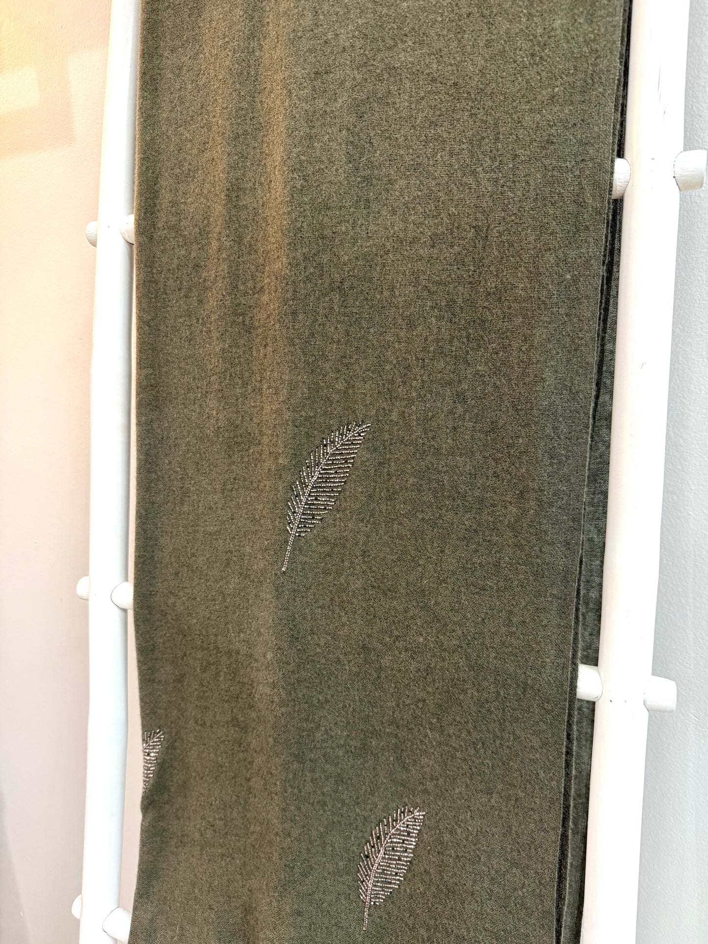 Khaki Olive Feather Wrap