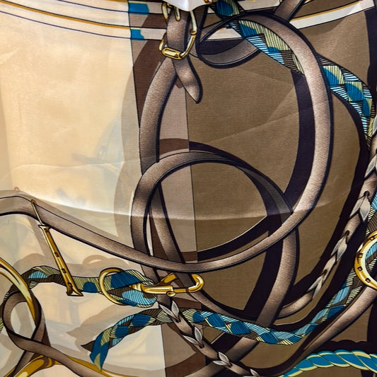 Equestrian Scarf- Beige & Red
