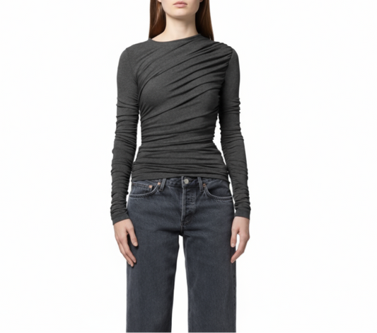 Tania Twist Tee Charcoal