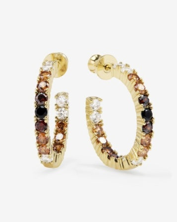 Heiress Ombre Gold & Black 1" Hoops